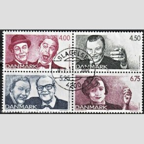 FRIMRKER DANMARK | 1999 - AFA 1212-15 - Dansk revy - 4,00 - 6,75 kr. i 4-blok - Pragt Stemplet Slagelse