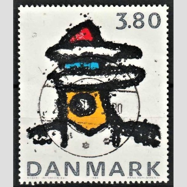 FRIMRKER DANMARK | 1985 - AFA 846 - Kunst af Robert Jacobsen - 3,80 Kr. flerfarvet - Lux Stemplet