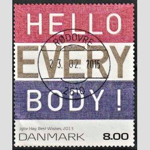 FRIMRKER DANMARK | 2013 - AFA 1755 - Frimrkekunst - Best wishes - 8,00 Kr. flerfarvet - Pragt Stemplet 