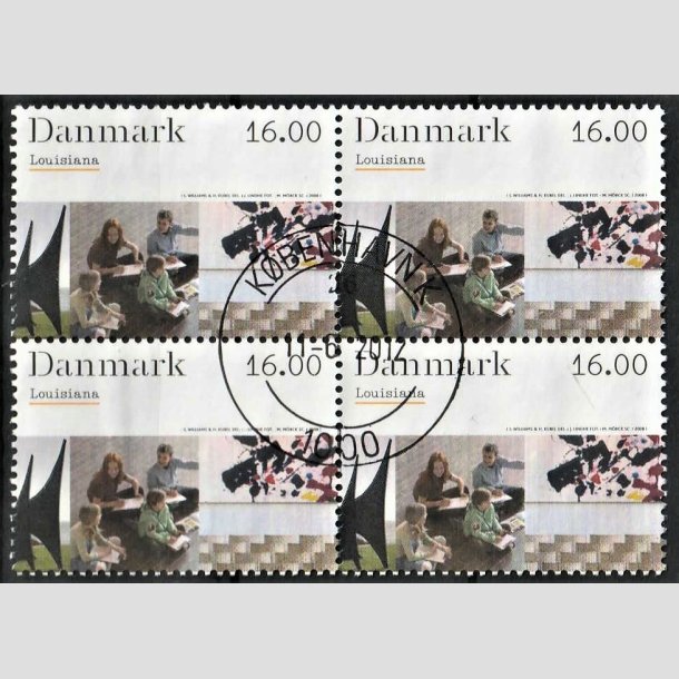 FRIMRKER DANMARK | 2008 - AFA 1542 - Kunstmuseet Louisiana - 16,00 Kr. flerfarvet i 4-blok - Pragt Stemplet 