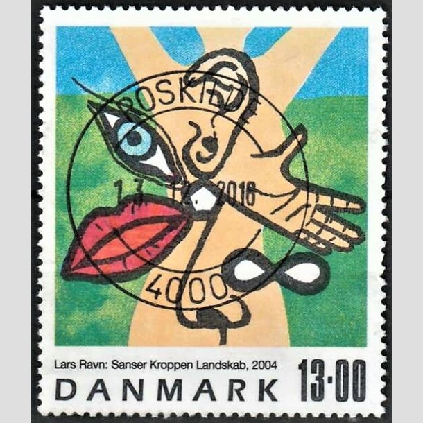 FRIMRKER DANMARK | 2004 - AFA 1398 - Frimrkekunst - 13,00 Kr. flerfarvet - Pragt Stemplet Roskilde