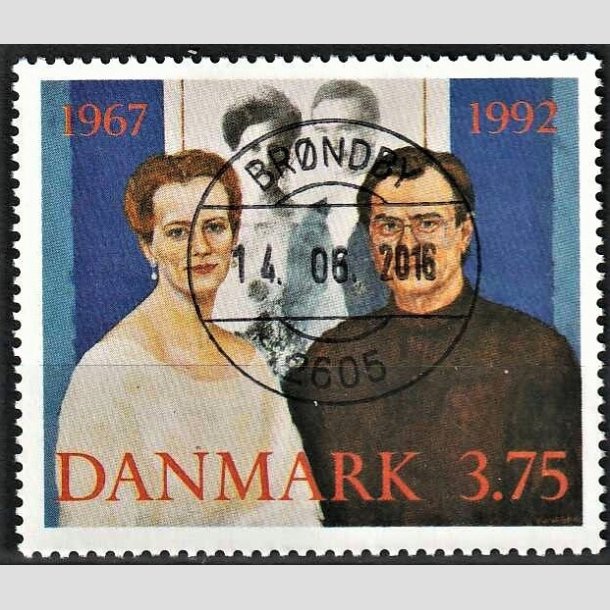 FRIMRKER DANMARK | 1992 - AFA 1023 - Slvbryllup - 3,75 Kr. flerfarvet - Pragt Stemplet