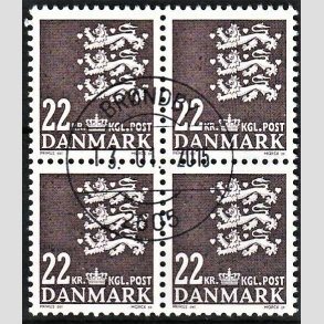 FRIMRKER DANMARK | 2005 - AFA 1415 - Lille Rigsvben - 22 Kr. brunviolet i 4-blok - Pragt Stemplet