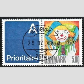 FRIM�RKER DANMARK | 2002 - AFA 1320v - Cirkus - 5,00 Kr. flerfarvet + vignet - Pragt Stemplet
