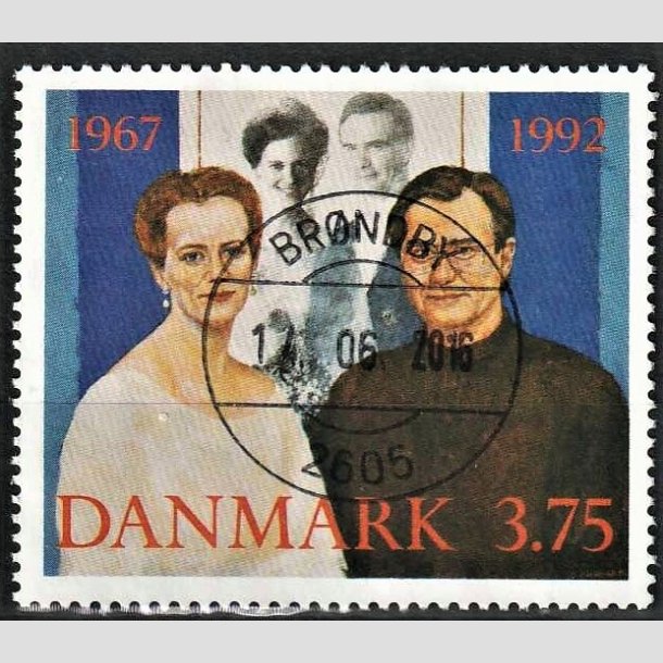 FRIMRKER DANMARK | 1992 - AFA 1023 - Slvbryllup - 3,75 Kr. flerfarvet - Pragt Stemplet