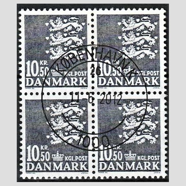FRIMRKER DANMARK | 2002 - AFA 1306 - Rigsvben - 10,50 Kr. gr i 4-blok - Lux Stemplet