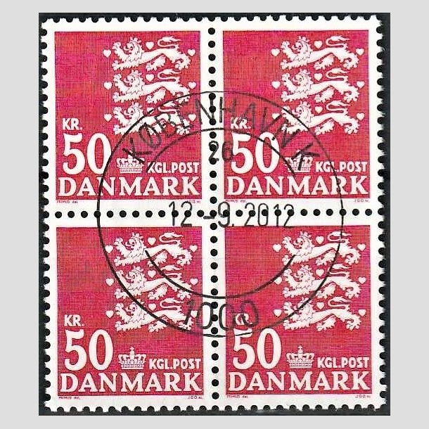FRIMRKER DANMARK | 1985 - AFA 824 - Rigsvben - 50,00 Kr. rd i 4-blok - Lux Stemplet 