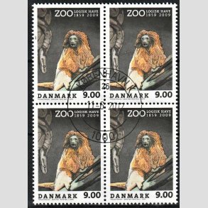 FRIMRKER DANMARK | 2009 - AFA 1581 - Zoologisk Have - 9,00 Kr. flerfarvet i 4-blok - Pragt Stemplet