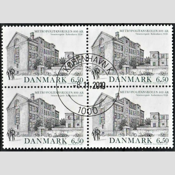 FRIMRKER DANMARK | 2009 - AFA 1593 - Metropolitanskolen 100 r. - 6,50 Kr. flerfarvet i 4-blok - Lux Stemplet