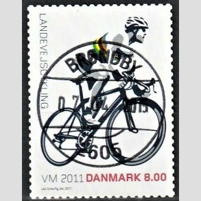 FRIM�RKER DANMARK | 2011 - AFA 1674 - WM i landevejscykling - 8,00 Kr. flerfarvet - Pragt Stemplet