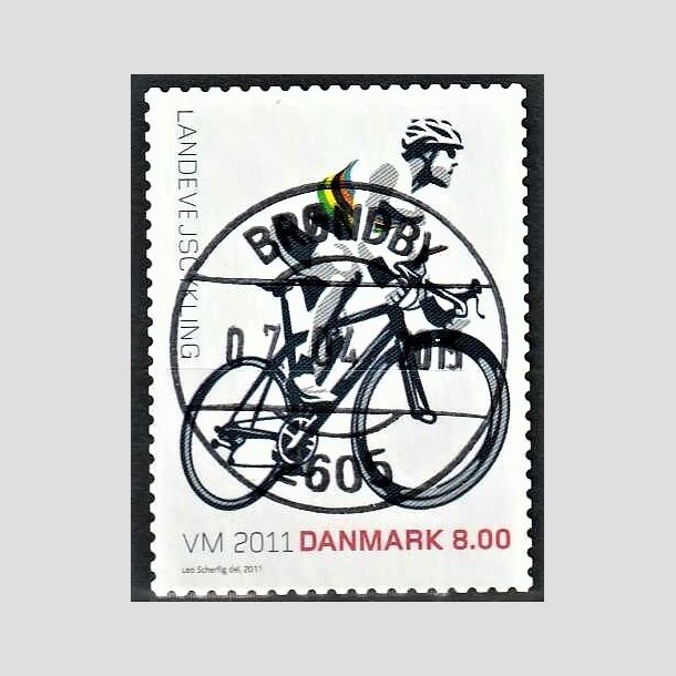 FRIMRKER DANMARK | 2011 - AFA 1674 - WM i landevejscykling - 8,00 Kr. flerfarvet - Pragt Stemplet