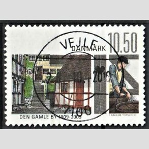FRIM�RKER DANMARK | 2009 - AFA 1566 - Den gamle by - 10,50 Kr. flerfarvet - Pragt Stemplet Vejle