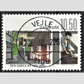 FRIM�RKER DANMARK | 2009 - AFA 1566 - Den gamle by - 10,50 Kr. flerfarvet - Pragt Stemplet Vejle
