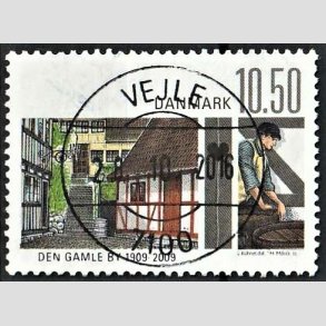 FRIM�RKER DANMARK | 2009 - AFA 1566 - Den gamle by - 10,50 Kr. flerfarvet - Pragt Stemplet Vejle