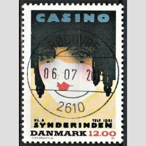 FRIMRKER DANMARK | 1991 - AFA 1002 - Dansk Plakatkunst - 12,00 Kr. flerfarvet - Pragt Stemplet 