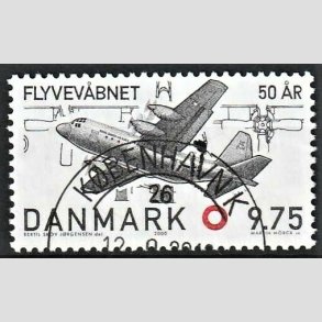 FRIMRKER DANMARK | 2000 - AFA 1264 - Flyvevbnet 50 r. - 9,75 Kr. sort/rd - Pragt Stemplet