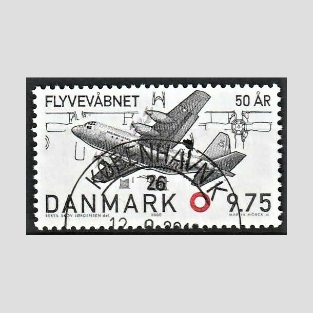 FRIMRKER DANMARK | 2000 - AFA 1264 - Flyvevbnet 50 r. - 9,75 Kr. sort/rd - Pragt Stemplet