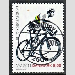 FRIM�RKER DANMARK | 2011 - AFA 1674 - WM i landevejscykling - 8,00 Kr. flerfarvet - Pragt Stemplet