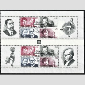 FRIM�RKER DANMARK | 1999 - AFA 1216A+B - Dansk Revy - Miniark med Poul Henningsen + Stig Lommer - Pragt stemplet