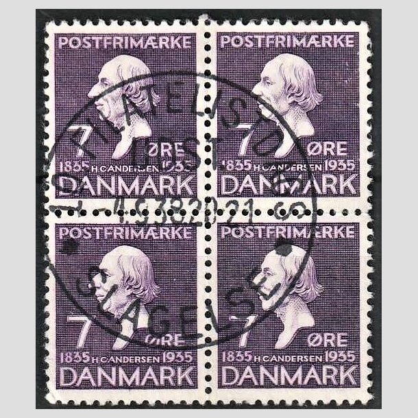 FRIMRKER DANMARK | 1935 - AFA 224 - H. C. Andersen - 7 re lilla i 4-blok - Pragt Stemplet