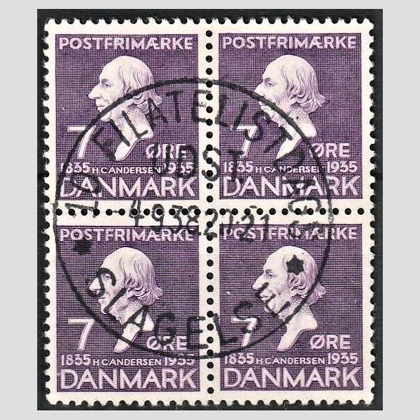 FRIMRKER DANMARK | 1935 - AFA 224 - H. C. Andersen - 7 re lilla i 4-blok - Pragt Stemplet