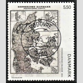 FRIMRKER DANMARK | 2009 - AFA 1585 - Danmarkskort - 5,50 Kr. flerfarvet - Pragt Stemplet Rdovre
