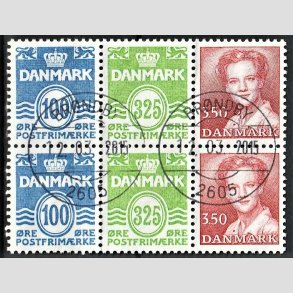 FRIM�RKER DANMARK | 1990 - AFA HS 14 - H�ftesammentryk - Dobbeltstribe - Pragt Stemplet