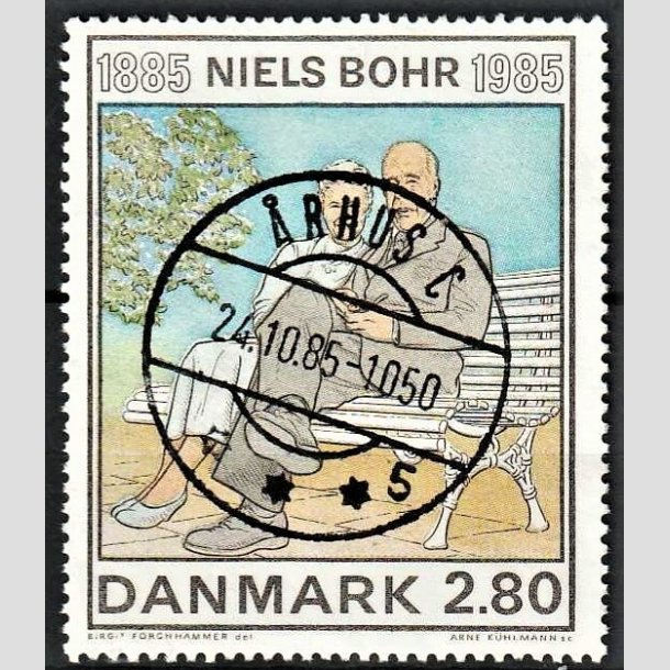 FRIMRKER DANMARK | 1985 - AFA 842 - Niels Bohr - 2,80 Kr. flerfarvet - Pragt Stemplet