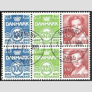 FRIM�RKER DANMARK | 1990 - AFA HS 14 - H�ftesammentryk - Dobbeltstribe - Pragt Stemplet