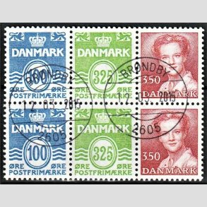 FRIM�RKER DANMARK | 1990 - AFA HS 14 - H�ftesammentryk - Dobbeltstribe - Pragt Stemplet