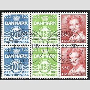 FRIM�RKER DANMARK | 1990 - AFA HS 14 - H�ftesammentryk - Dobbeltstribe - Pragt Stemplet