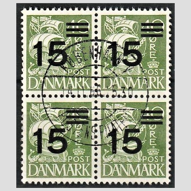 FRIMRKER DANMARK | 1940 - AFA 263 - 15/40 res Provisorier grn Type I i 4-blok - Lux Stemplet