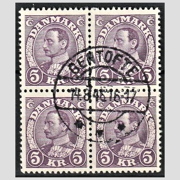 FRIMRKER DANMARK | 1934 - AFA 213 - Chr. X 5 Kr. violet i 4-Blok - Stemplet Gentofte