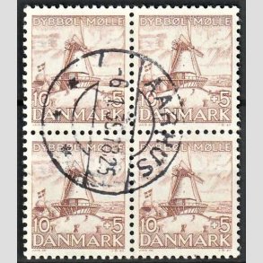 FRIMRKER DANMARK | 1937 - AFA 237 - Dybbl Mlle - 10+5 re brun i 4-blok - Pnt stemplet 