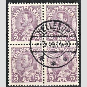 FRIMRKER DANMARK | 1934 - AFA 213 - Chr. X 5 Kr. violet i 4-Blok - Stemplet Hellerup