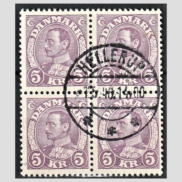 FRIMRKER DANMARK | 1934 - AFA 213 - Chr. X 5 Kr. violet i 4-Blok - Stemplet Hellerup