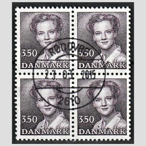 FRIMRKER DANMARK | 1985 - AFA 821 - Dronning Margrethe - 3,50 Kr. brunviolet i 4-blok - Pragt Stemplet