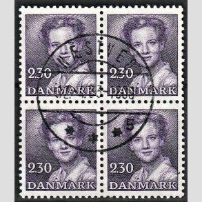 FRIMRKER DANMARK | 1982 - AFA 757 - Dronning Margrethe - 2,30 Kr. violet i 4-blok - Lux Stemplet