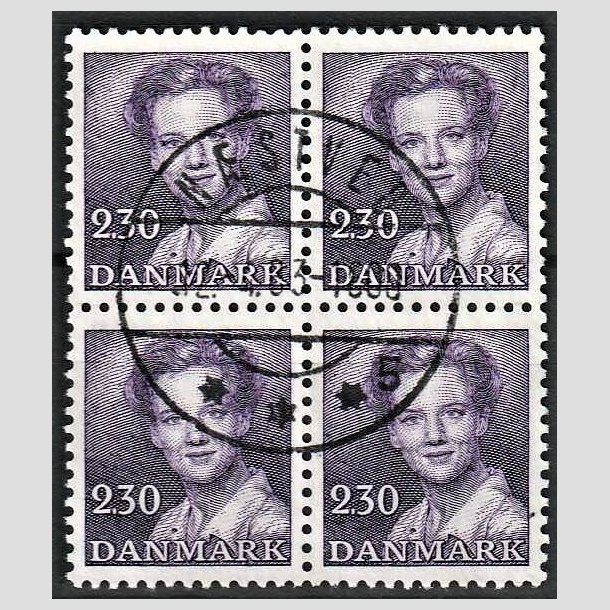 FRIMRKER DANMARK | 1982 - AFA 757 - Dronning Margrethe - 2,30 Kr. violet i 4-blok - Lux Stemplet