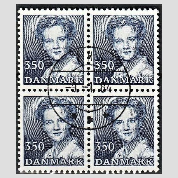 FRIMRKER DANMARK | 1983 - AFA 776 - Dronning Margrethe - 3,50 Kr. bl i 4-blok - Pragt Stemplet rs