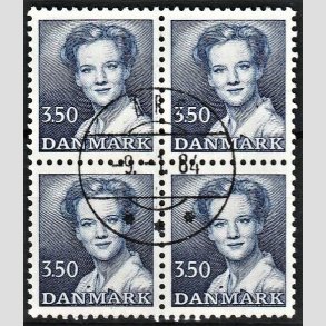 FRIMRKER DANMARK | 1983 - AFA 776 - Dronning Margrethe - 3,50 Kr. bl i 4-blok - Pragt Stemplet rs