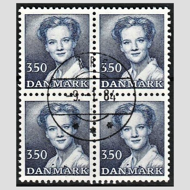 FRIMRKER DANMARK | 1983 - AFA 776 - Dronning Margrethe - 3,50 Kr. bl i 4-blok - Pragt Stemplet rs