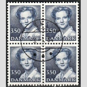 FRIMRKER DANMARK | 1983 - AFA 776 - Dronning Margrethe - 3,50 Kr. bl i 4-blok - Pragt Stemplet rs