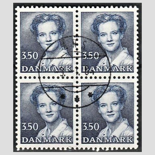 FRIMRKER DANMARK | 1983 - AFA 776 - Dronning Margrethe - 3,50 Kr. bl i 4-blok - Pragt Stemplet rs