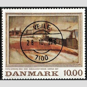 FRIMRKER DANMARK | 1988 - AFA 922 - Fritz Syberg - 10,00 Kr. flerfarvet - Pragt Stemplet Vejle