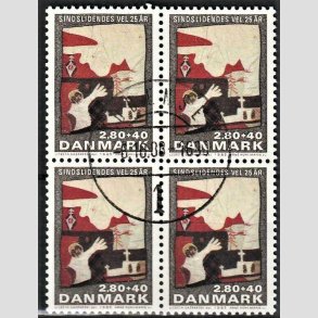 FRIMRKER DANMARK | 1985 - AFA 843 - Sindslidendes Vel - 2,80 Kr. + 40 re flerfarvet i 4-blok - Pragt Stemplet Odense