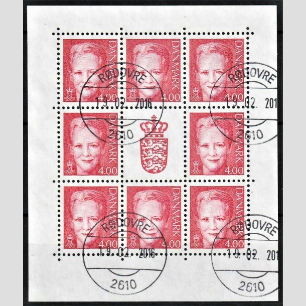 FRIMRKER DANMARK | 2001 - AFA 1242 (SMARK NR. 1) - Dronning Margrethe - 4,00 kr. rd x 8 samt vignet - Lux Stemplet