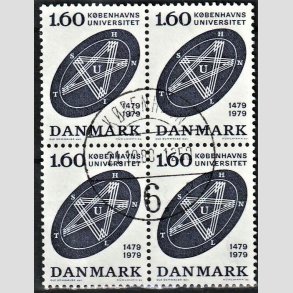 FRIMRKER DANMARK | 1979 - AFA 674 - Kbenhavns Universitet 500 r - 1,60 Kr. bl i 4-blok - Lux Stemplet 