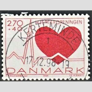 FRIMRKER DANMARK | 1984 - AFA 808 - Hjerteforeningen - 2,70 Kr. + 40 re rd - Pragt Stemplet Kerteminde