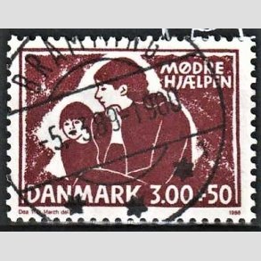 FRIMRKER DANMARK | 1988 - AFA 917 - Mdrehjlpen - 3,00 Kr. + 50 re rdbrun - Pragt Stemplet Bramming